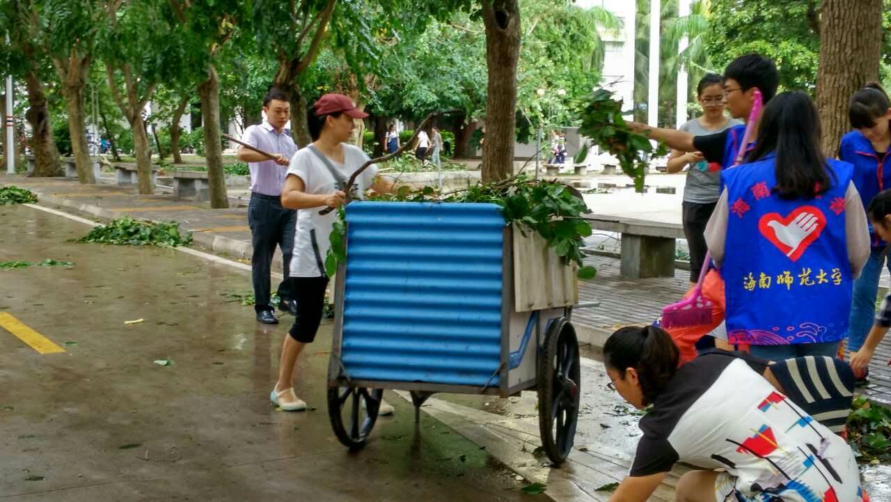 台风过后  清扫校园